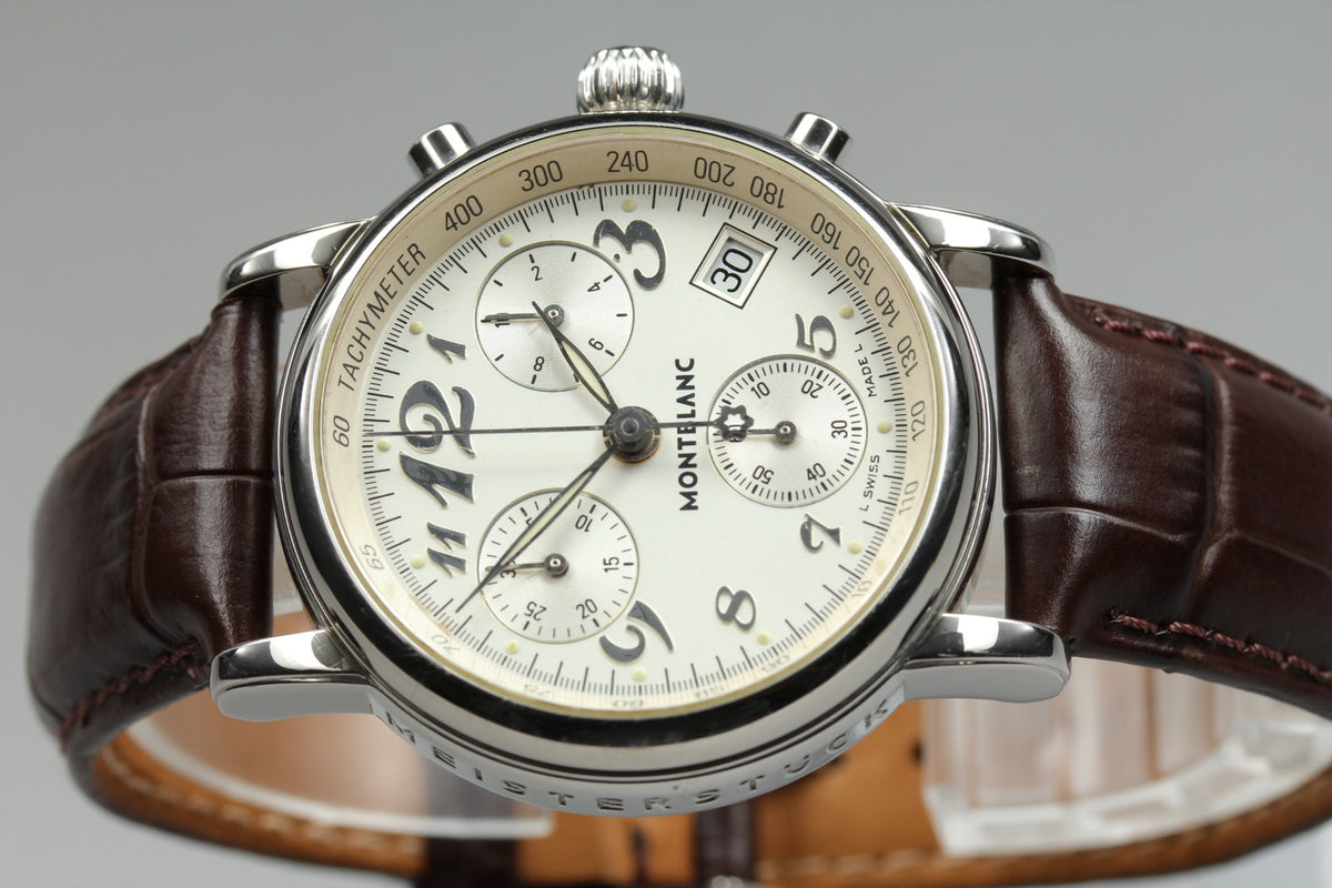 MONTBLANC Meisterstuck 7038 Chronograph Quartz Silver Men's Watch 35mm JAPAN