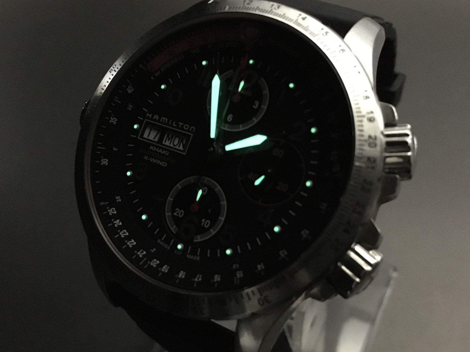 HAMILTON Khaki H776460 Automatic Chronograph Black Men's Watch 44mm JAPAN