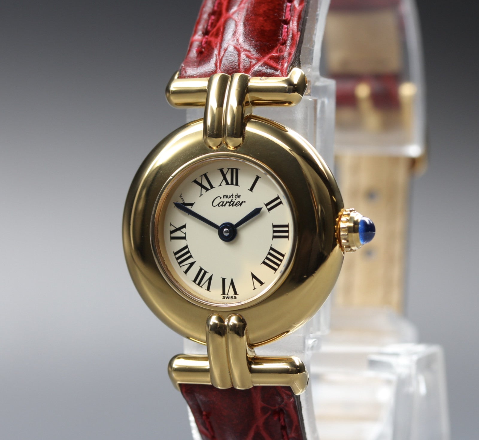 Vintage Cartier Must Colisee Vermeil 590002 Red Ivory Dial Women's Quartz Watch