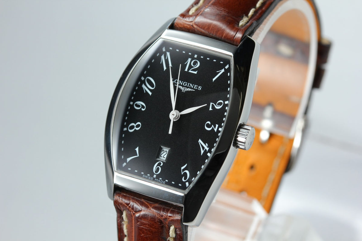 LONGINES evidenza L2.155.4 Quartz Black Dial Date Women's Watch 25mm JAPAN Box