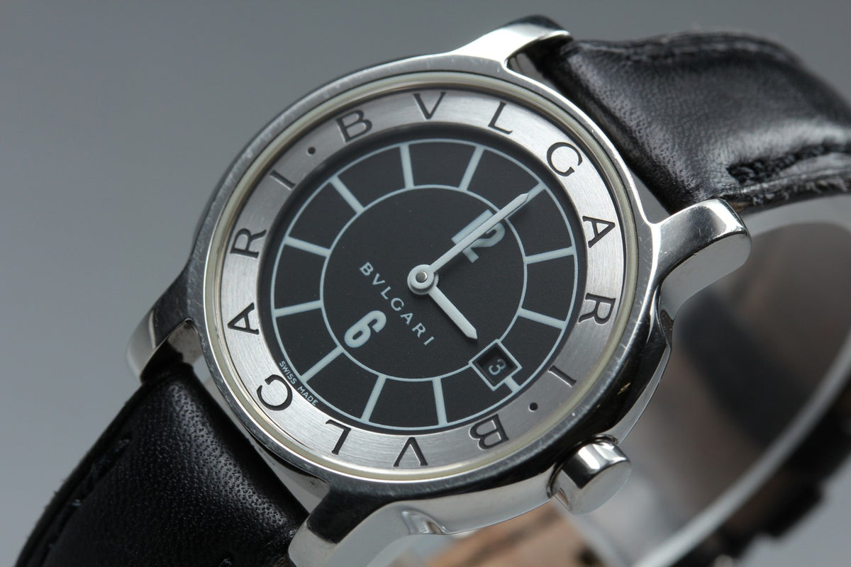 New Batt BVLGARI Solotempo ST29S Quartz Black Women's Watch 29mm JAPAN Box