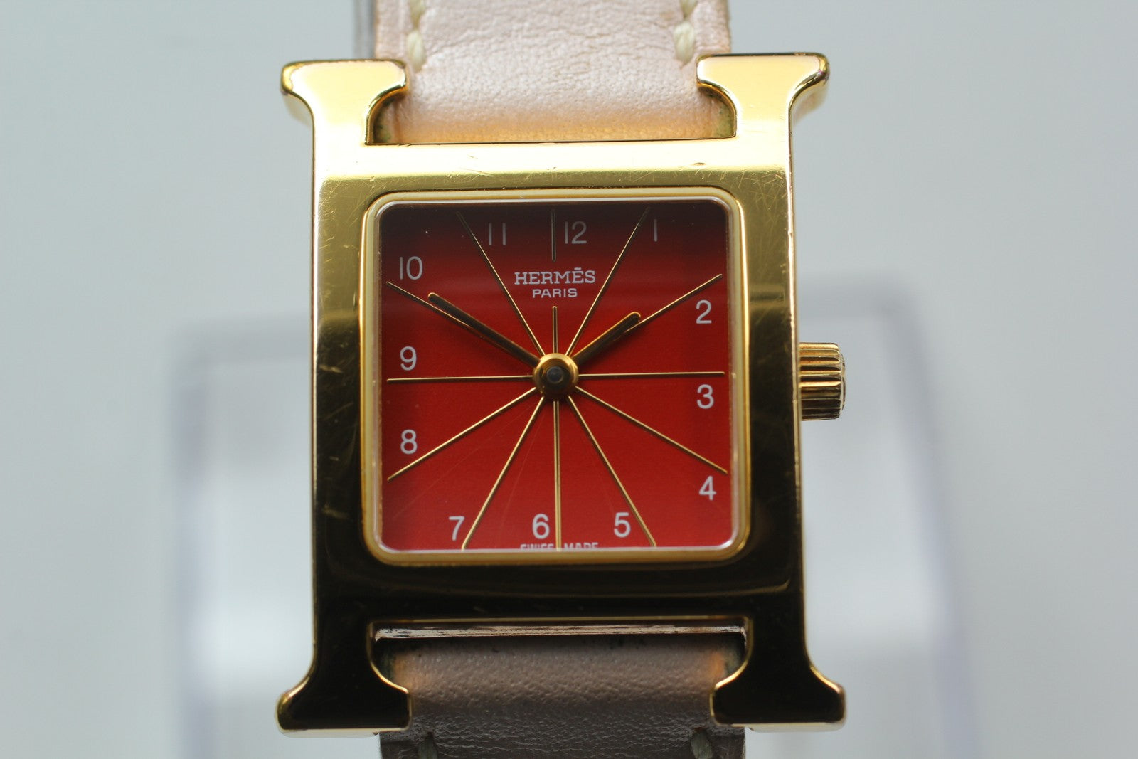 HERMES H Watch HH1.201 Quartz Red Dial Ladies Watch 21mm JP Box JAPAN