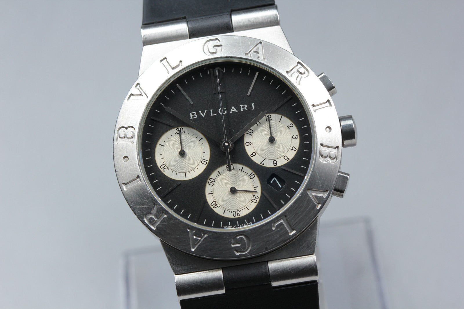 New Batt BVLGARI Diagono Sports CH35S Quartz Black Men's Watch 36mm JAPAN Box