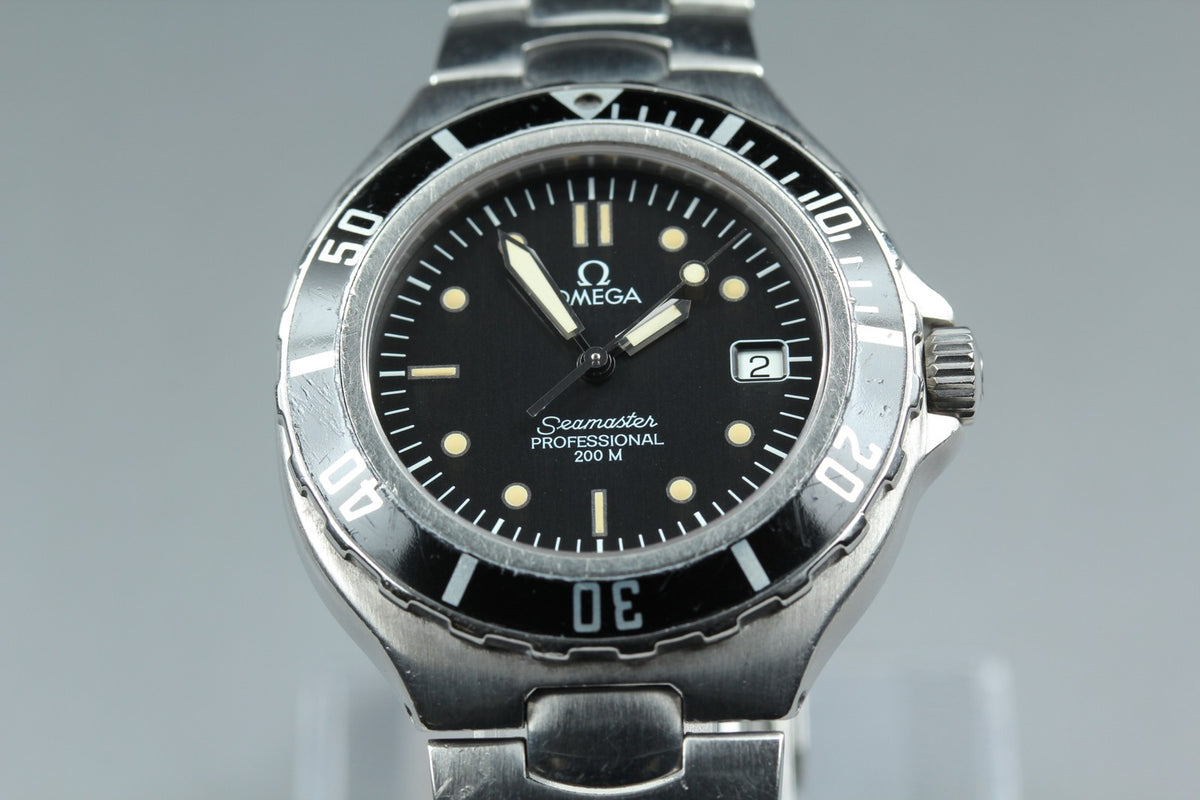 New Batt Vintage OMEGA seamaster Professional 200m Quartz Black Men's Watch 36mm