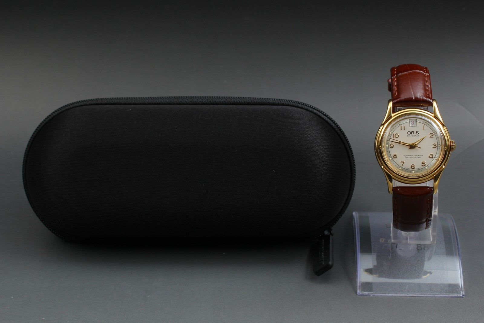 Vintage ORIS 7317 Automatic Date Gold Men's Watch 33mm JAPAN