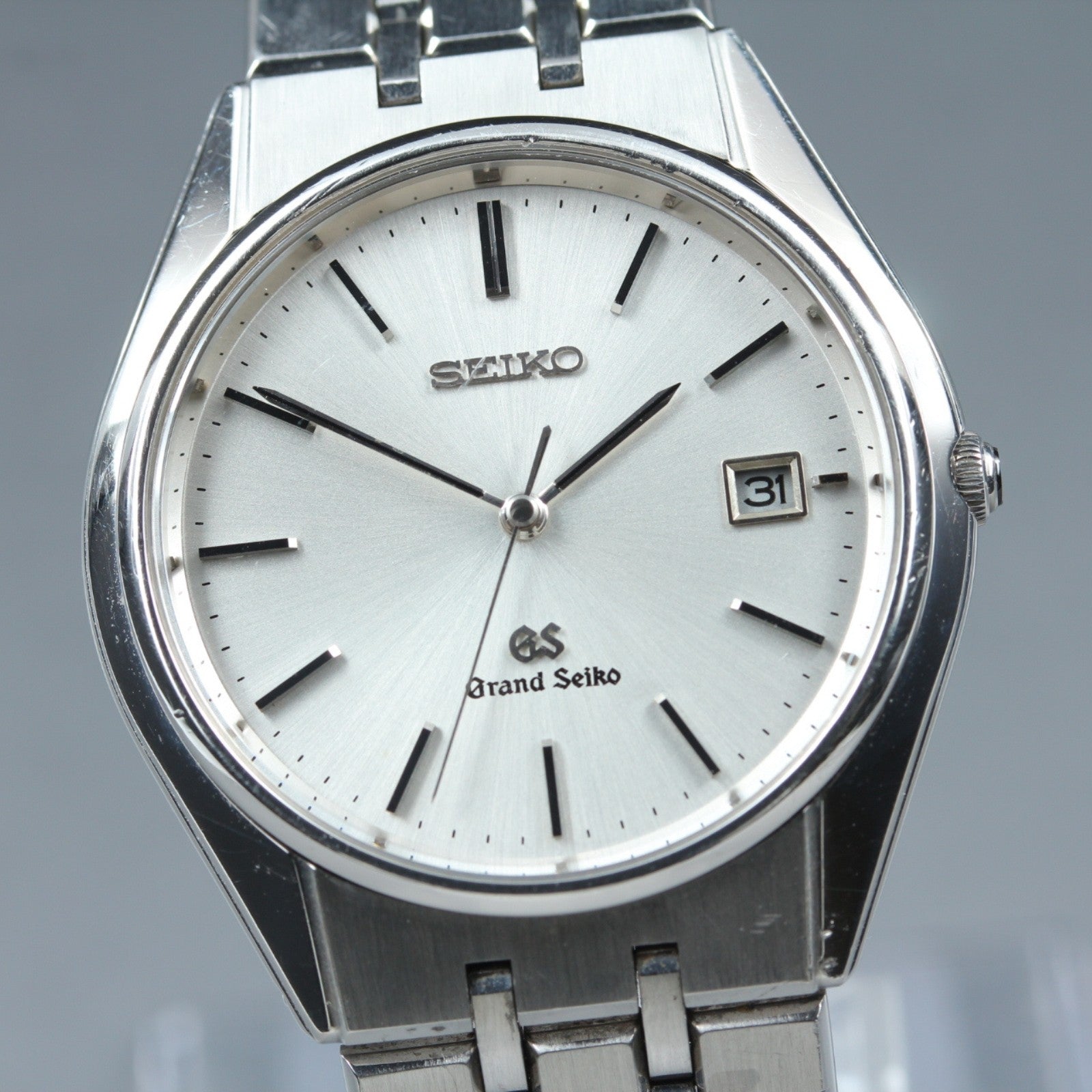 New Batt GRAND SEIKO 9587-8000 SBGS003 Silver Quartz Date Boy's Watch 36mm JAPAN
