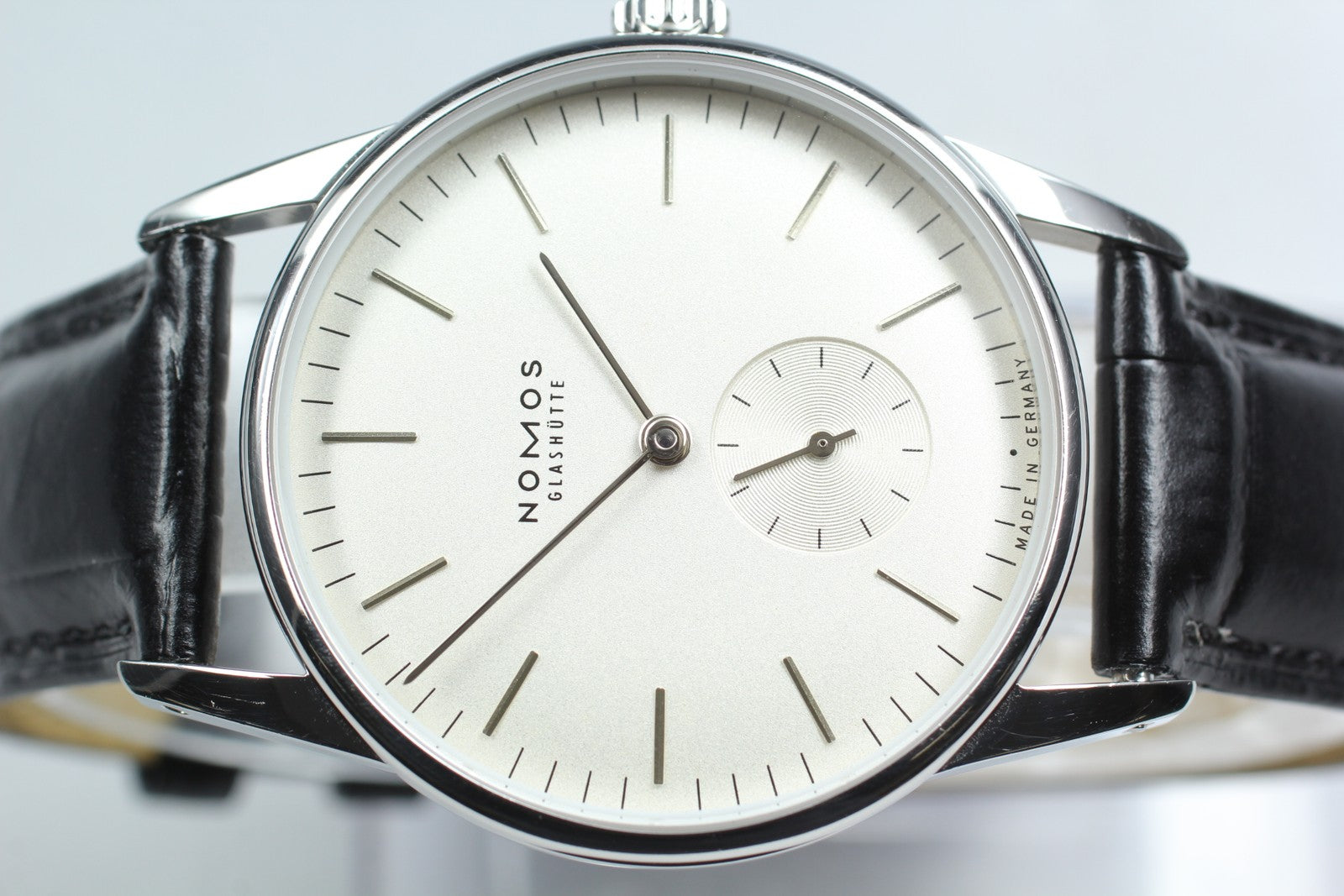 NOMOS Glashutte Orion 306 White Black Manual Winding Small Second Mens Watch Box