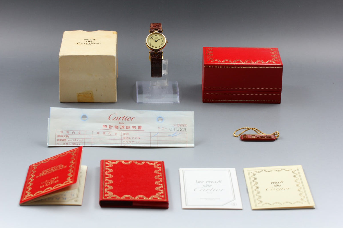 New Batt Cartier Must de Cartier Vendome 18 Quartz Women's Watch From JAPAN Box