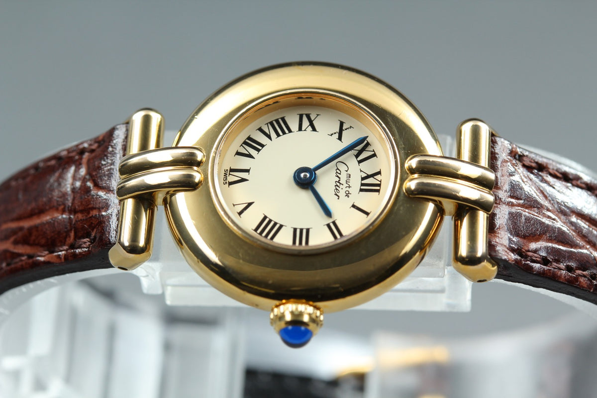 Cartier Must Colisee Vermeil 590002 Brown Gold Women's Quartz Watch Vintage