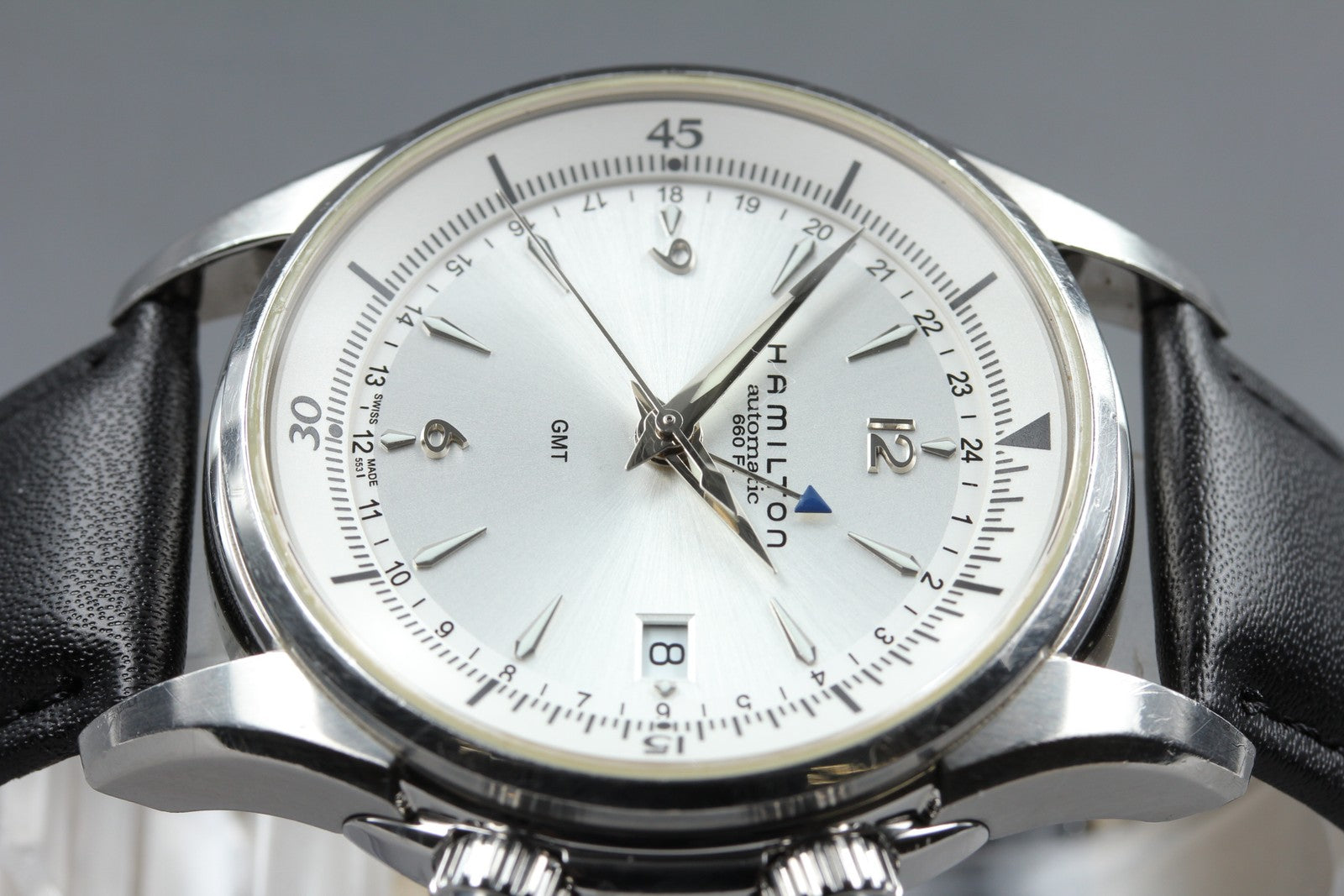overhauled HAMILTON Jazzmaster Traveler H326250 Silver Men's Date Automatic GMT
