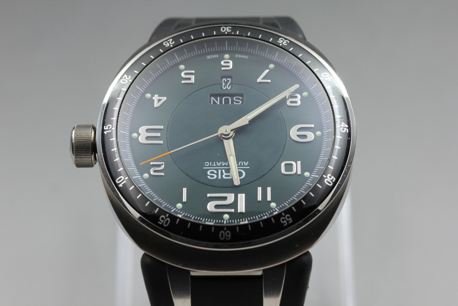 ORIS TT3 7589 Day Date Titanium Green Dial Black 44mm Automatic Men's Watch