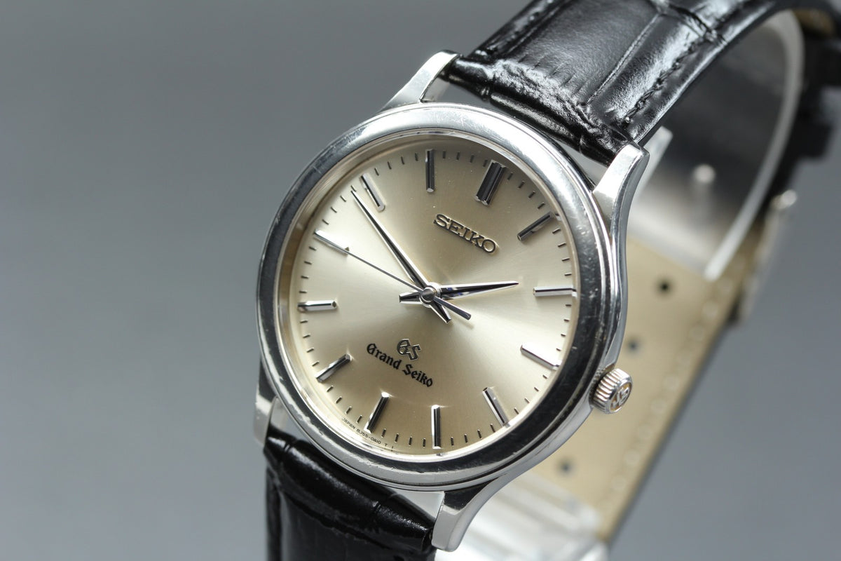 New Batt SEIKO Grand Seiko 8J55-0A10 Quartz Champagne Men's Watch 34mm JAPAN
