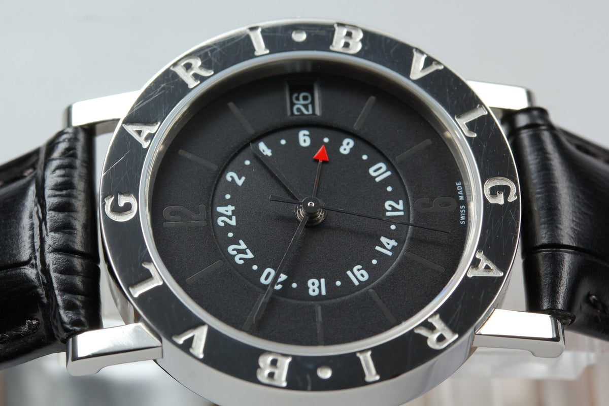 BVLGARI BVLGARIBVLGARI BB33SL GMT Black Automatic Men's Watch 33mm JAPAN Box