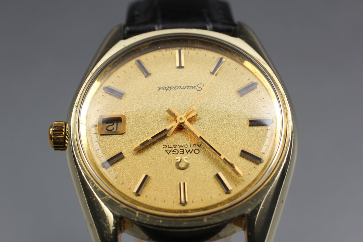 OMEGA Seamaster Gold 166.067 Cal.565 Date 35mm Automatic Men's Watch Vintage