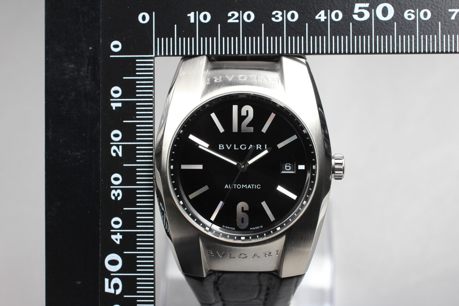Exc+5*Box BVLGARI Ergon EG40S Black Stainless Steel Automatic Men's Watch JAPAN