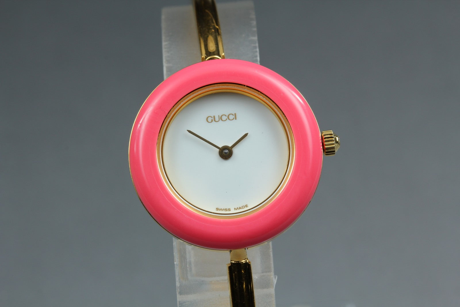 Vintage Gucci Change Bezel 11/12.2 Pink Bezel Gold Women's Quartz Watch