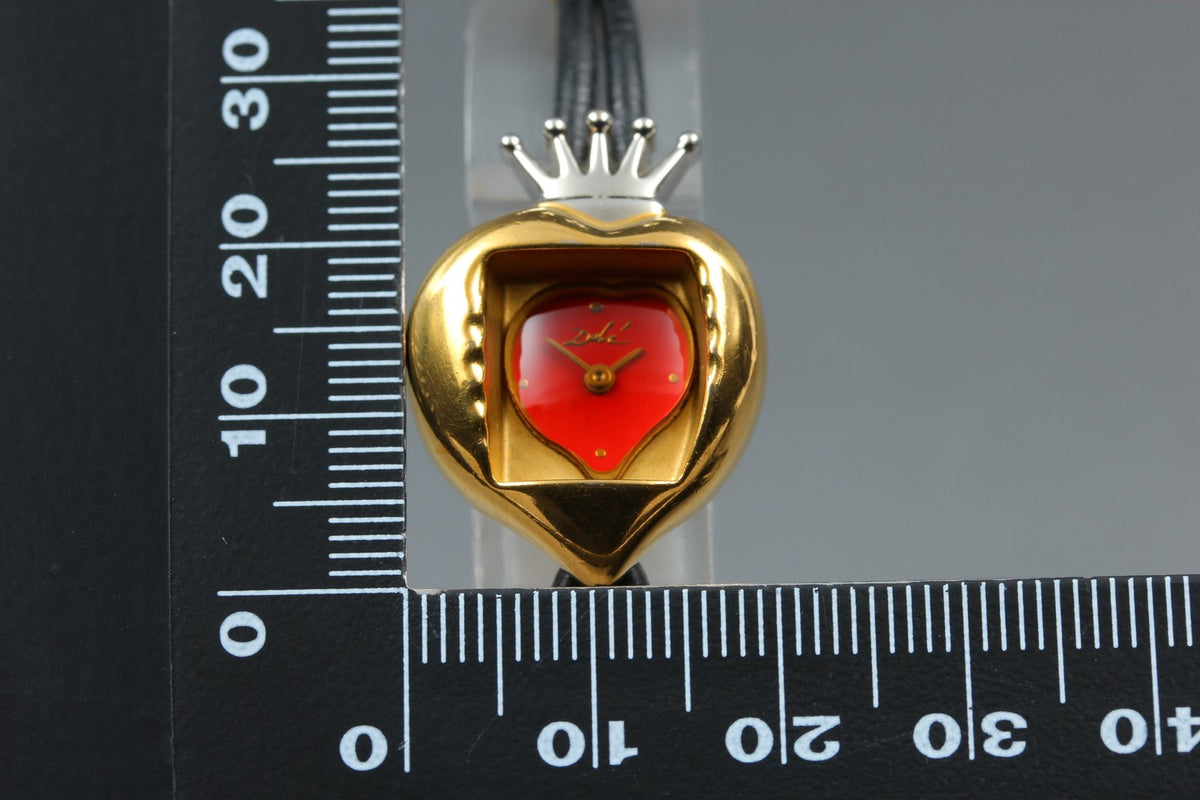 Salvador Dali Royal Heart 19mm Gold Red Dial Women's Quartz Watch JAPAN