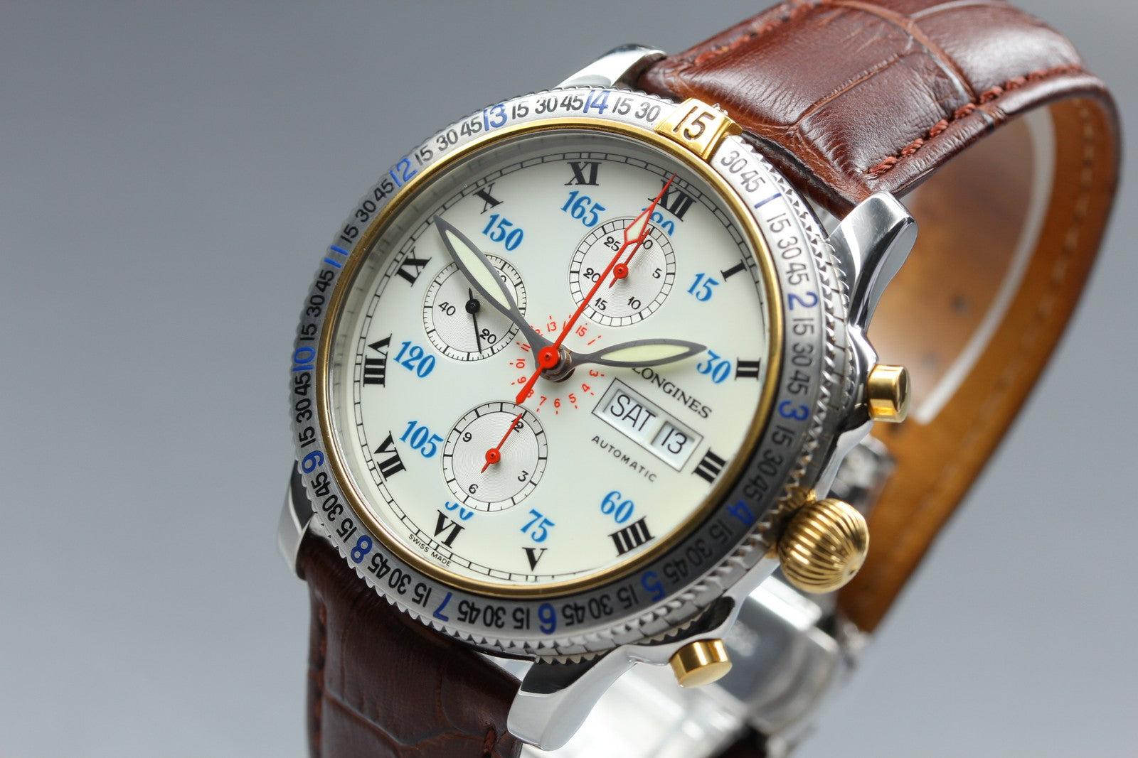 Longines Lindbergh Hour Angle Chronograph L2.618.5 41mm White Dial AT Mens Watch
