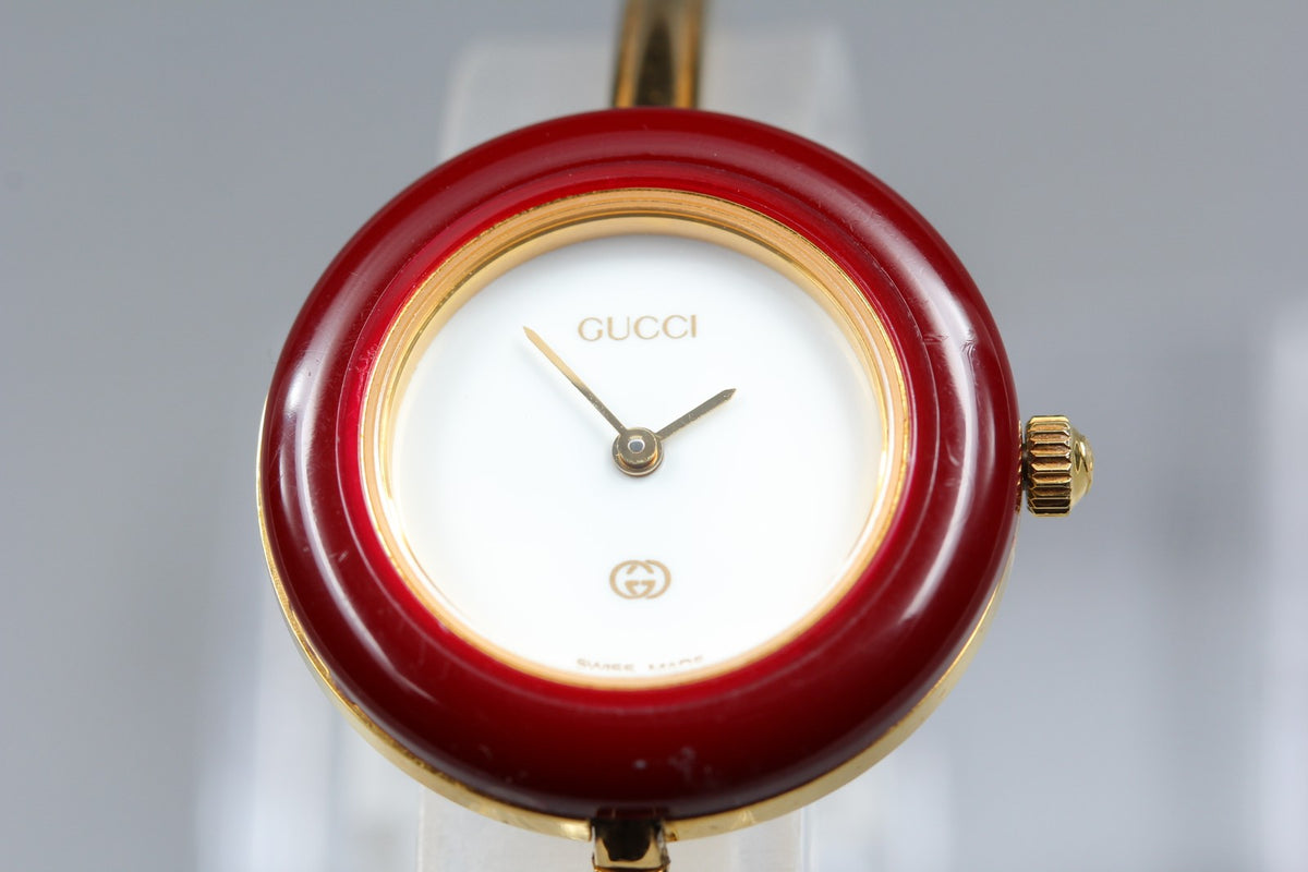 New Batt Gucci 1100-L Change Bezel 11Colors White Women Quartz Watch 26mm JP Box