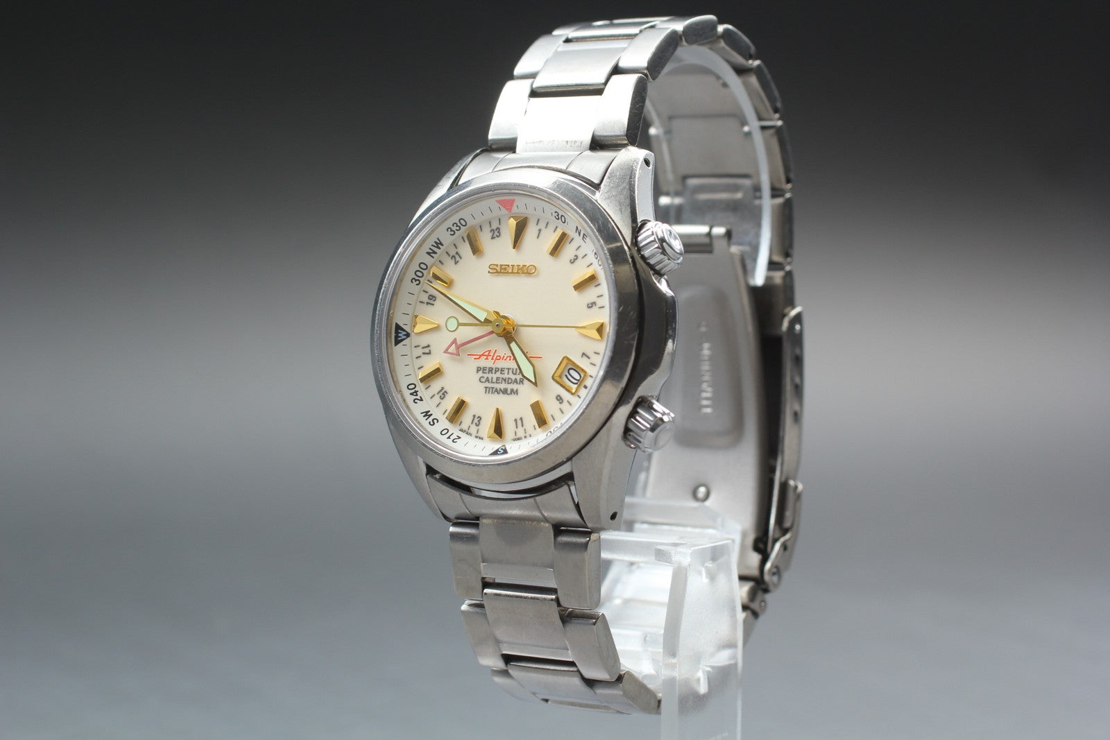 Overhauled SEIKO Alpinist 8F56-00D0 SBCJ021 Perpetual Titanium Men's Watch JAPAN