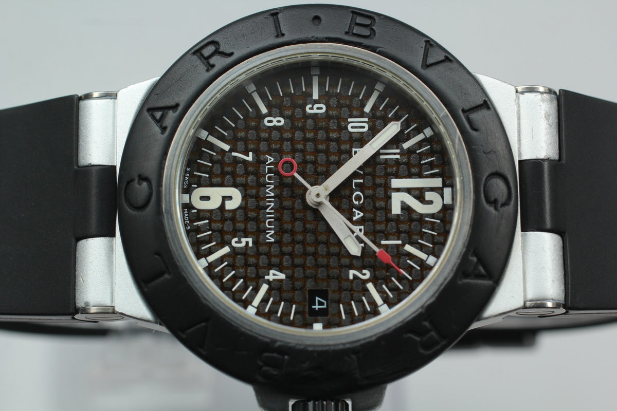 overhauled BVLGARI Aluminum AL38TA Black Men's Automatic Watch 38mm JAPAN Box