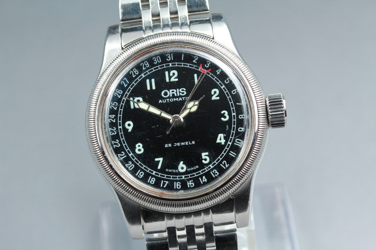 Vintage ORIS Big Crown Pointer Date 7543 Black Men's Automatic Watch 40mm Exc+4