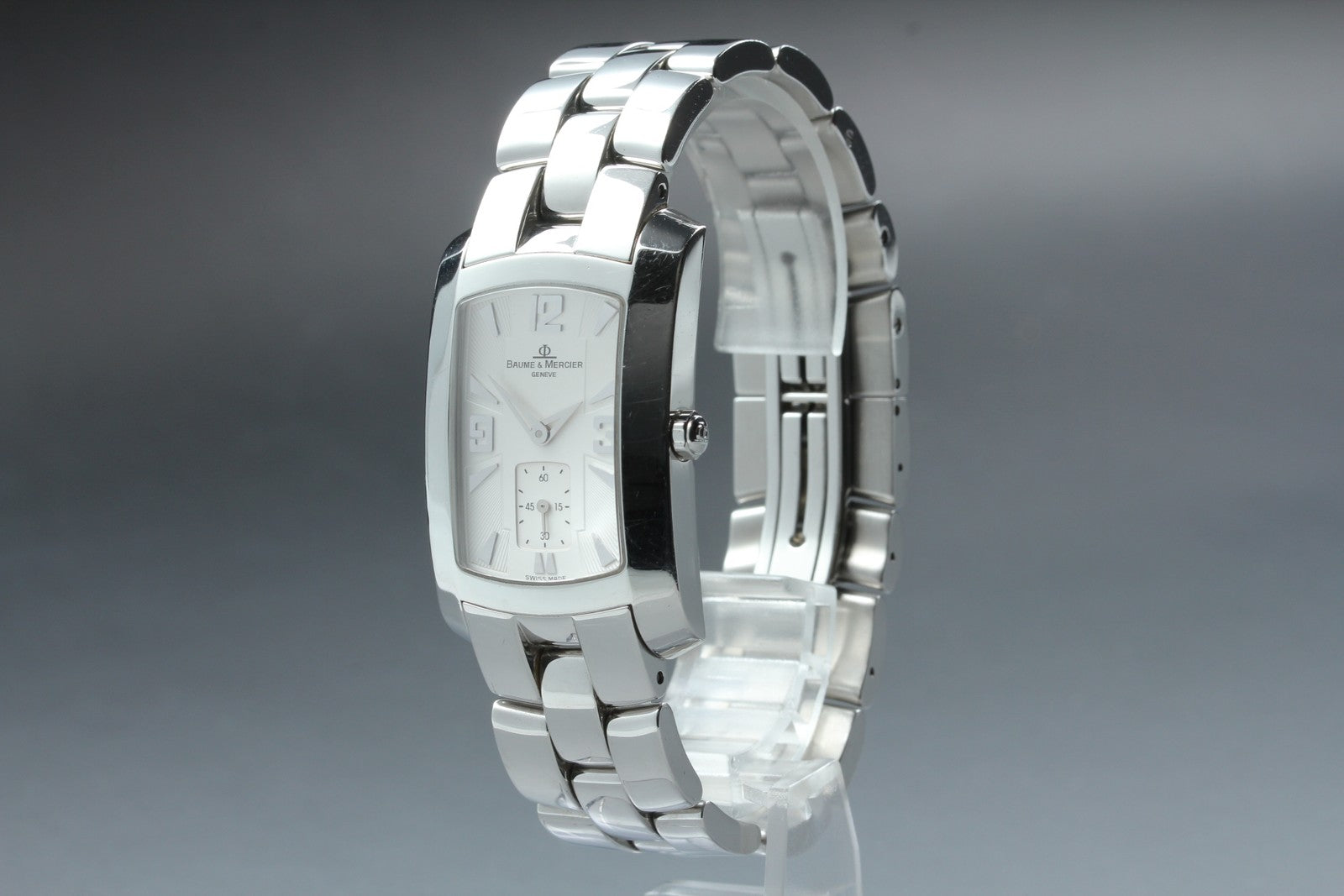 New Batt BAUME&MERCIER Hampton Milleis 65310 Quartz Silver Men's Watch 26mm JP