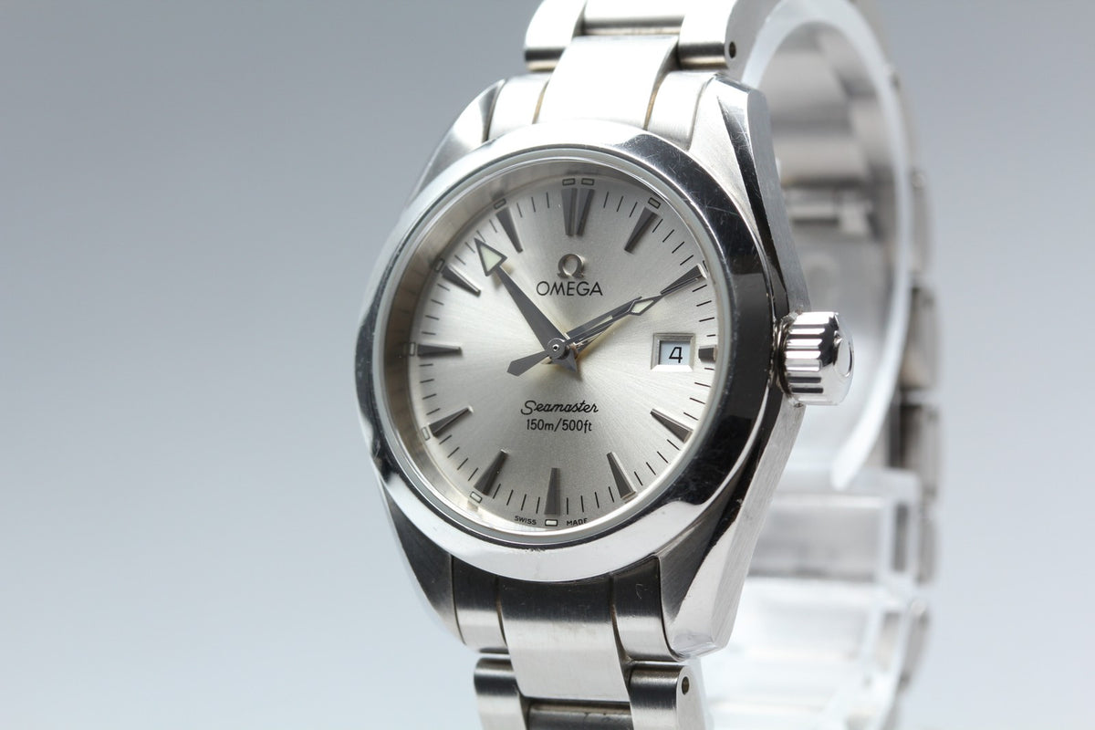 New Batt OMEGA Seamaster Aqua Terra 2577.30 Quartz Silver Women's Watch 29mm JP