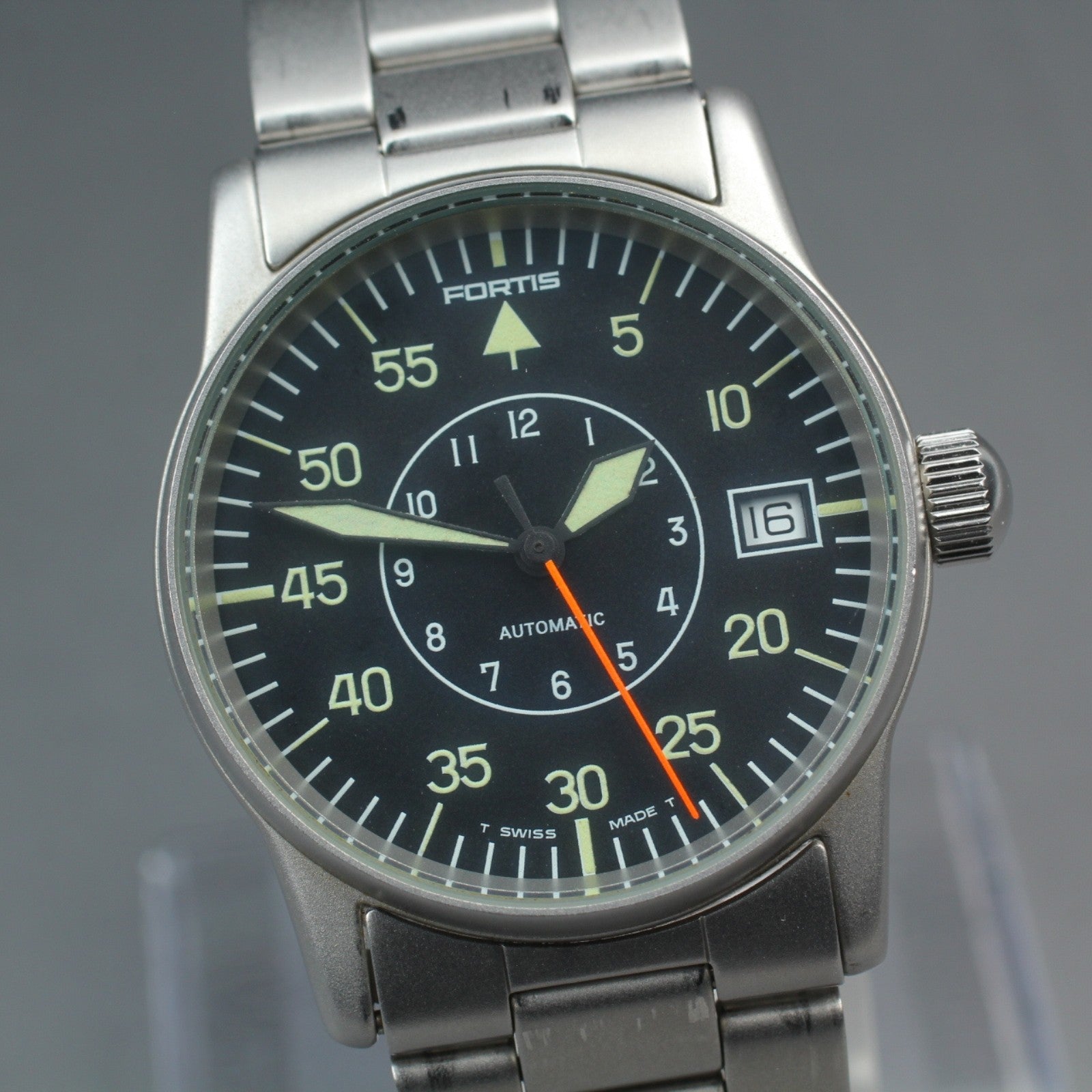 FORTIS Flieger 620.10.46 Automatic Black Men's Date Watch 34mm JAPAN Exc+5*Box