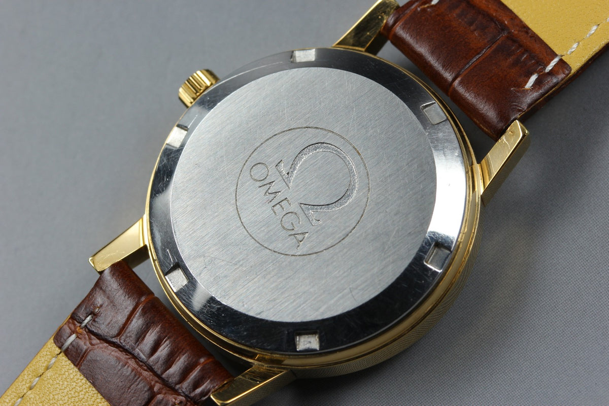 OMEGA Geneve Day-Date 166.0117 Cal.1022 Gold Brown 34mm AT Men's Watch Vintage