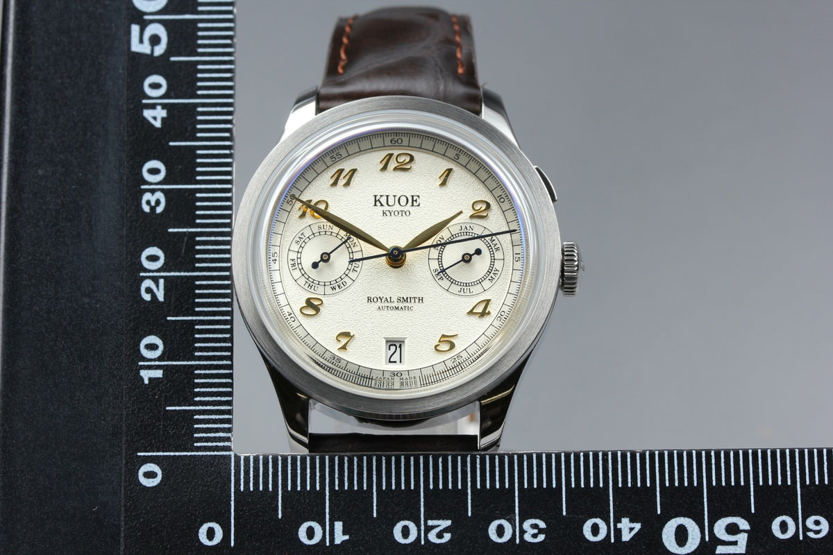 KUOE KYOTO ROYAL SMITH 90-010 Ivory Brown 35mm Automatic Men's Watch JAPAN Box