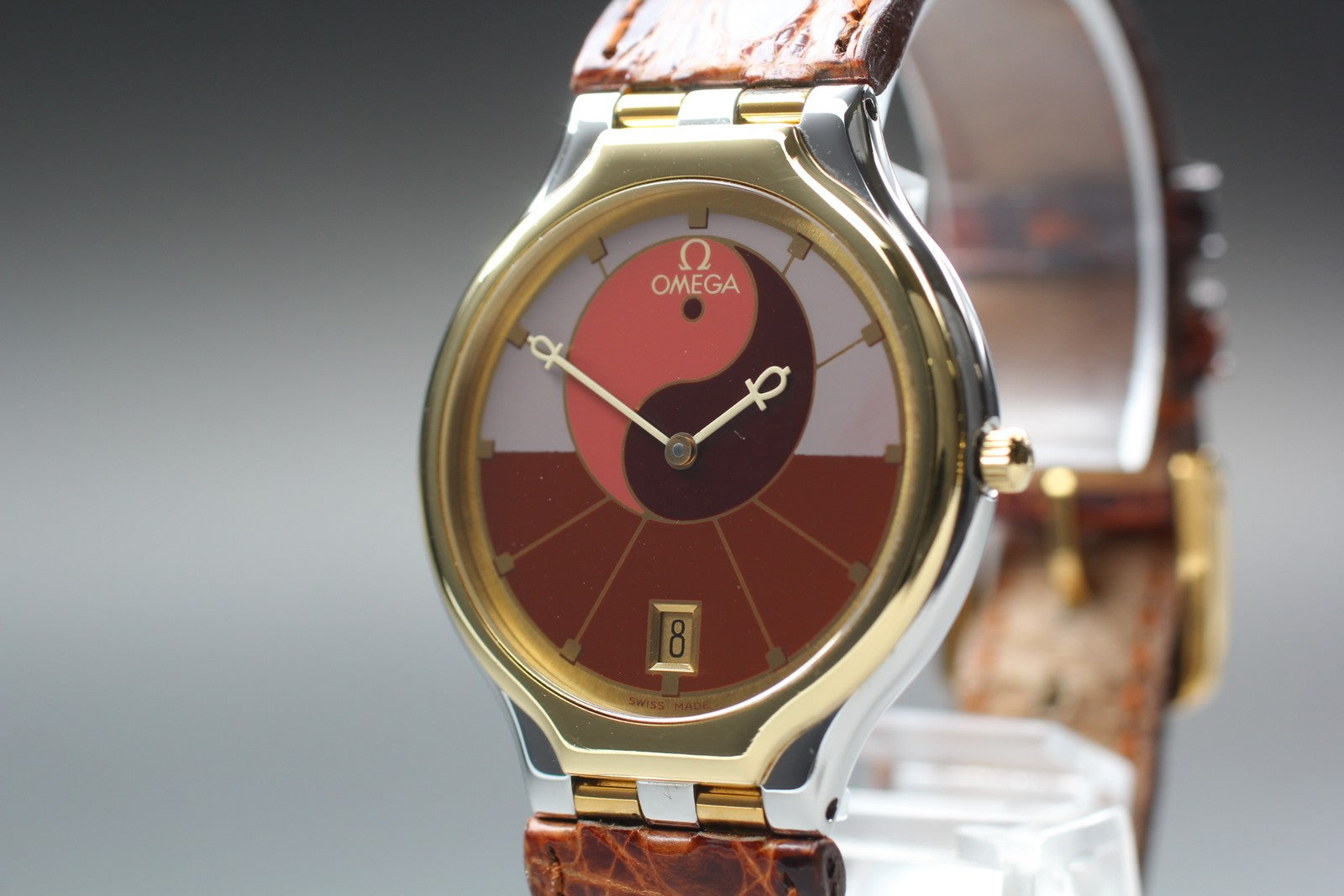 New Batt Vintage OMEGA De Ville symbol Quartz Women's Watch 31mm JAPAN Exc+5