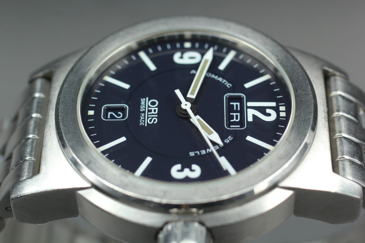 Vintage ORIS Big Crown 7500 Automatic Black Day/Date Boys Watch 40mm JAPAN