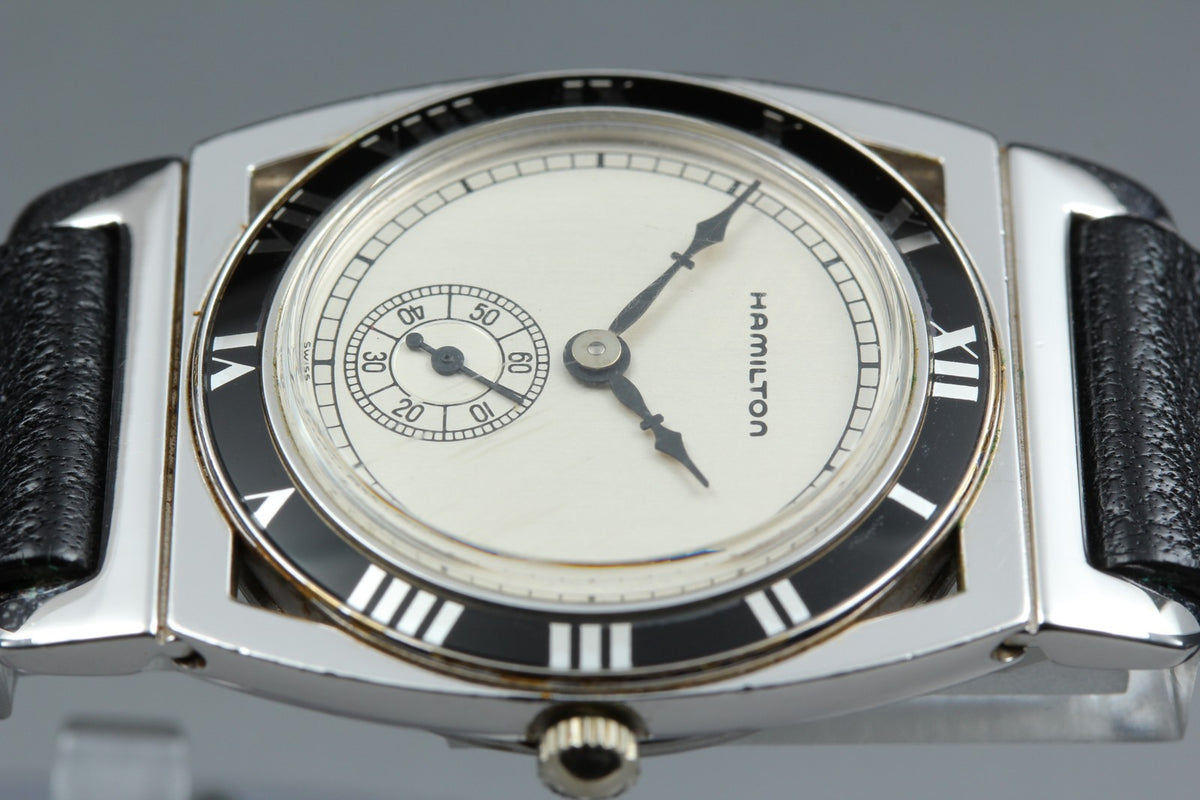 Vintage Hamilton piping Rock Quartz 18k White Gold EP Women's Watch 29mm JAPAN