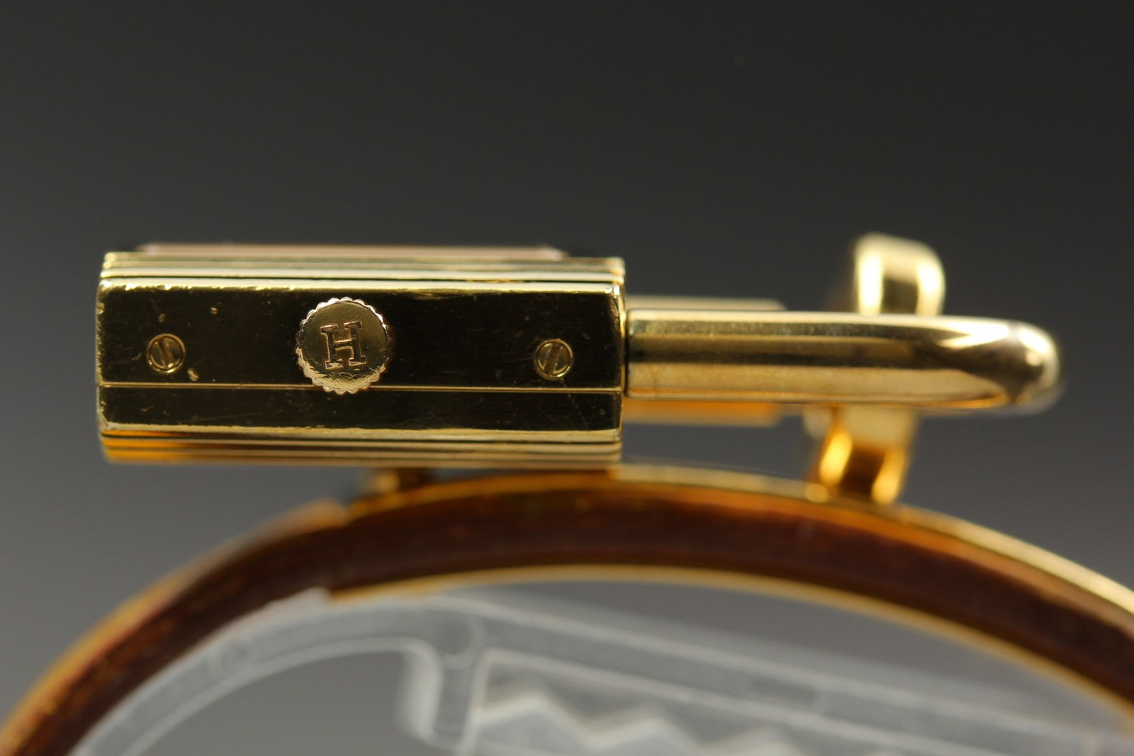 Vintage HERMES Kelly Stainless Gold Dial Quartz Women's Watch 20mm JAPAN Box