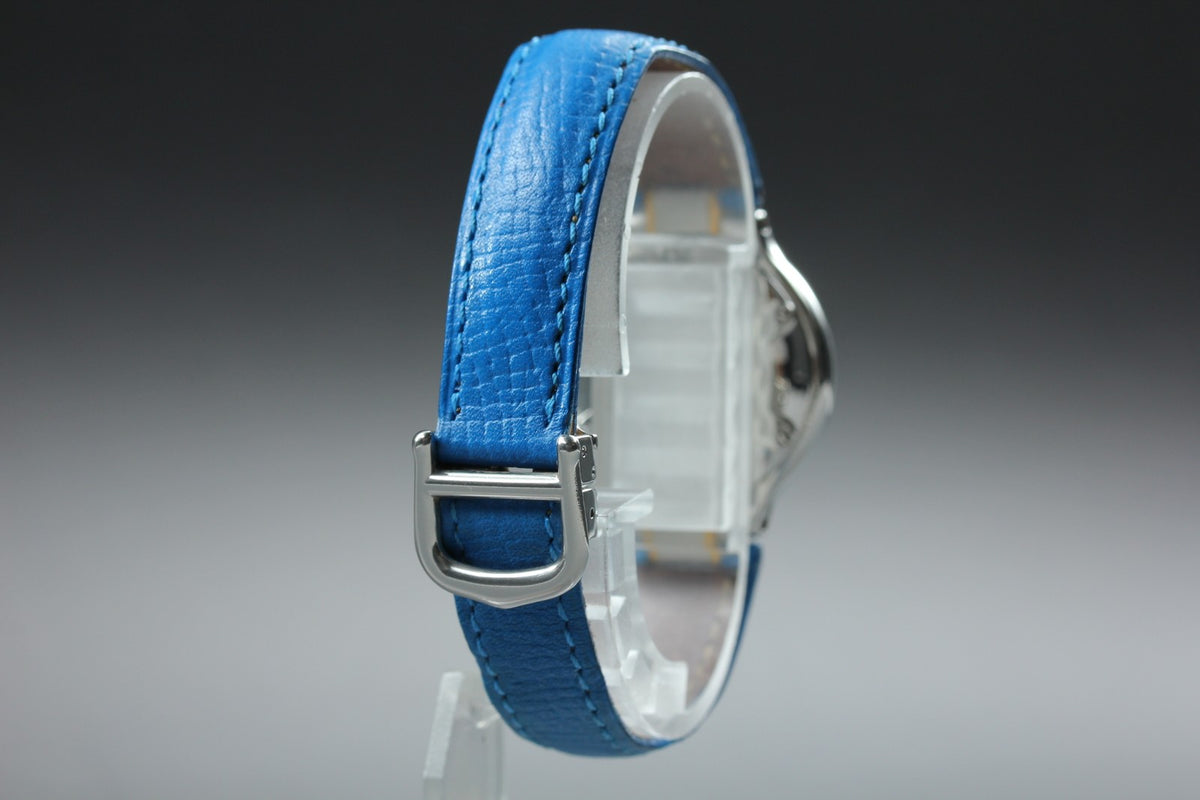 Cartier Must de Cartier 21 1340 Blue Silver 27mm Women's Qz Watch Vintage Pouch