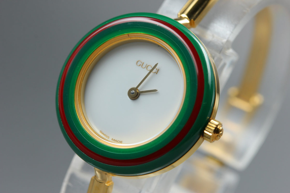 GUCCI Change Bezel 11/12.2 12Color Quartz Women's Watch 25mm JAPAN Box New Batt