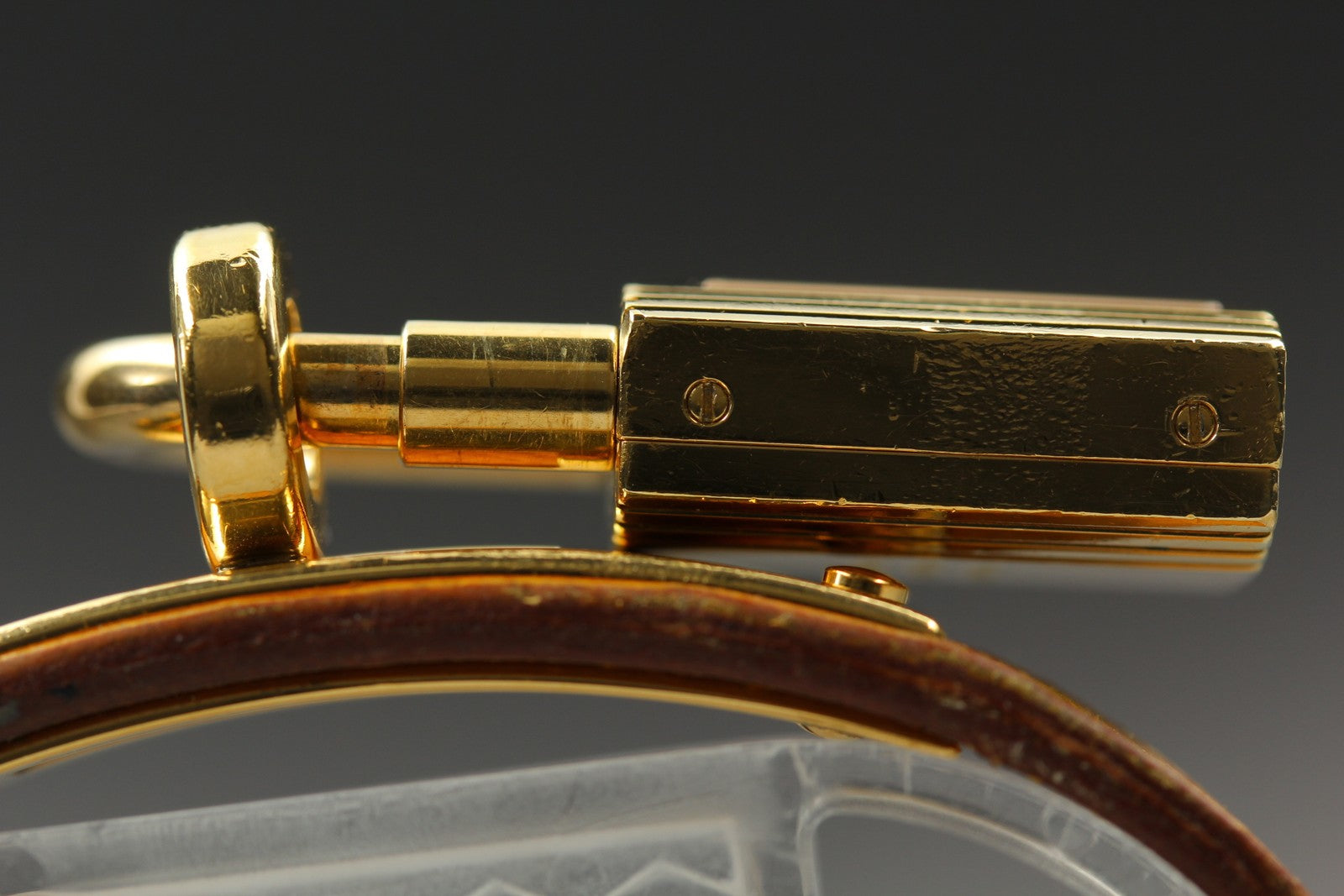 Vintage HERMES Kelly Stainless Gold Dial Quartz Women's Watch 20mm JAPAN Box
