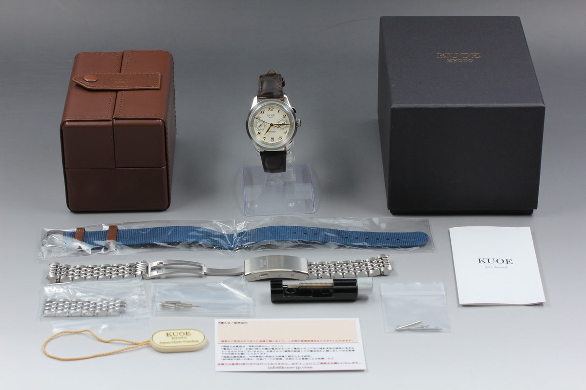 KUOE KYOTO ROYAL SMITH 90-010 Ivory Brown 35mm Automatic Men's Watch JAPAN Box