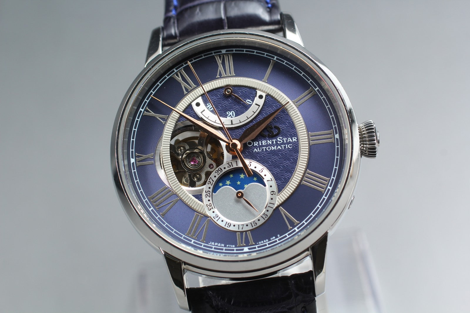 Exc+5 Box Orient Star Mechanical Moonphase F7X6-UAA0 Automatic Blue Men's Watch