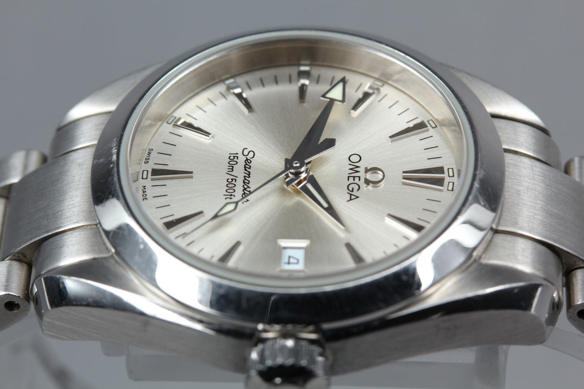 New Batt OMEGA Seamaster Aqua Terra 2577.30 Quartz Silver Women's Watch 29mm JP