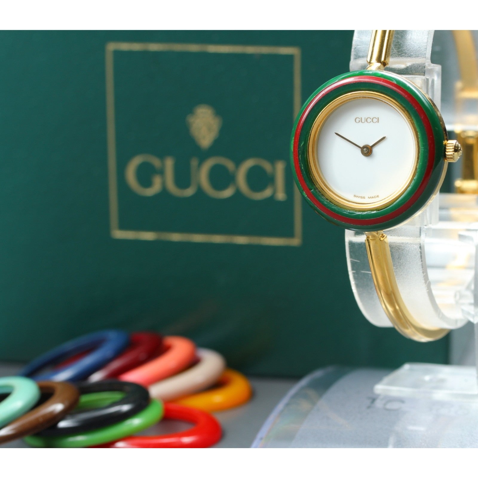 New Batt Vintage GUCCI Change bezel 11/12.2 11Color Quartz Women's Watch 25mm JP