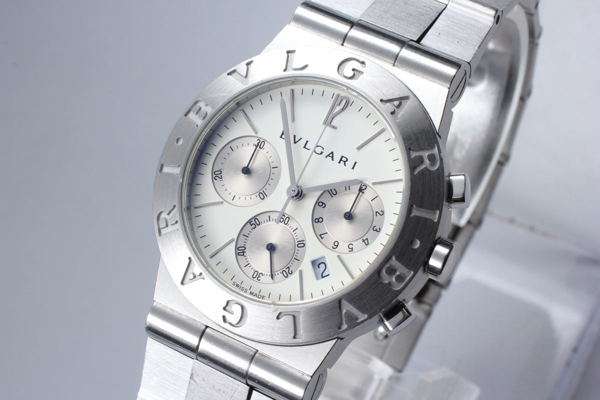 overhauled BVLGARI Bvlgari Diagono CH35S White Quartz Men's Watch 36mm JAPAN Box