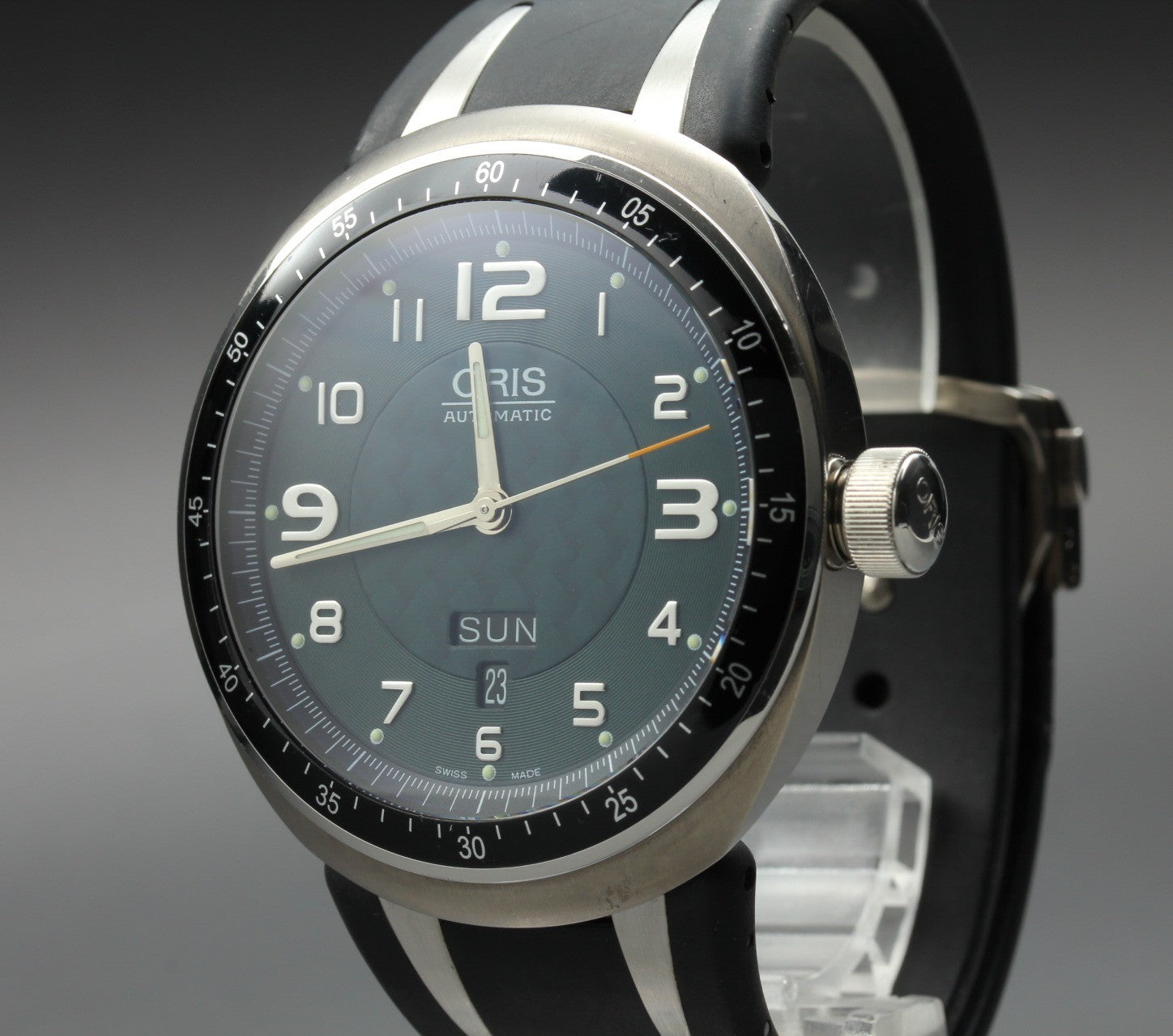ORIS TT3 7589 Day Date Titanium Green Dial Black 44mm Automatic Men's Watch