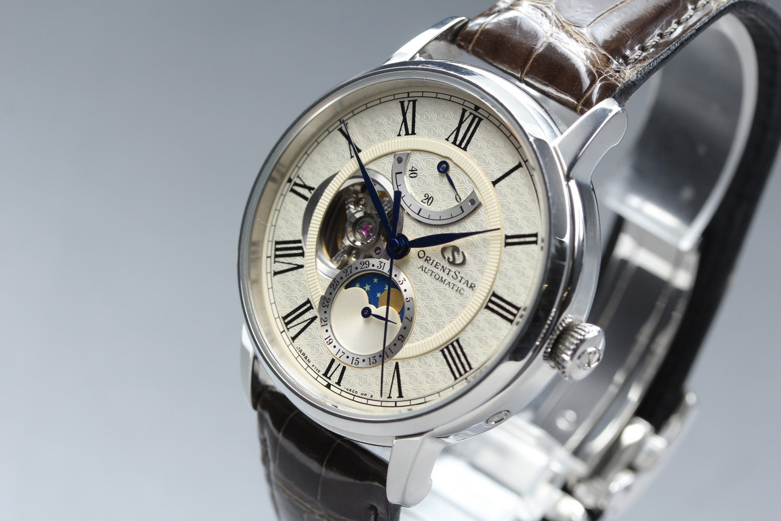 ORIENT Star F7X6-UAC0 Silver Dial Automatic Moon Phase Men's Watch 41mm JAPAN