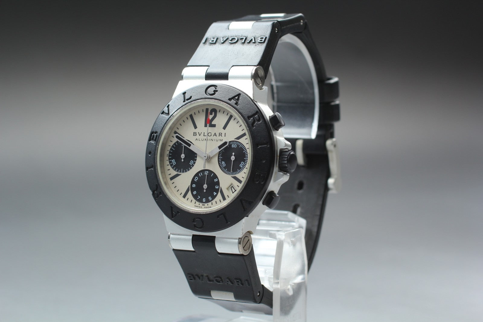 BVLGARI Aluminium AC38TA Automatic chronograph Date Men's Watch 38mm From JAPAN