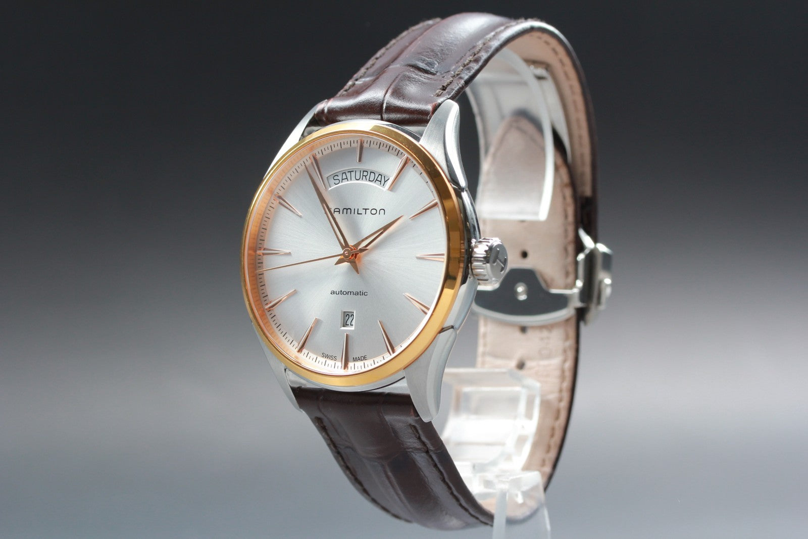 Hamilton Jazzmaster H425250 Silver Automat Day/Date Men's Watch 42mm JAPAN