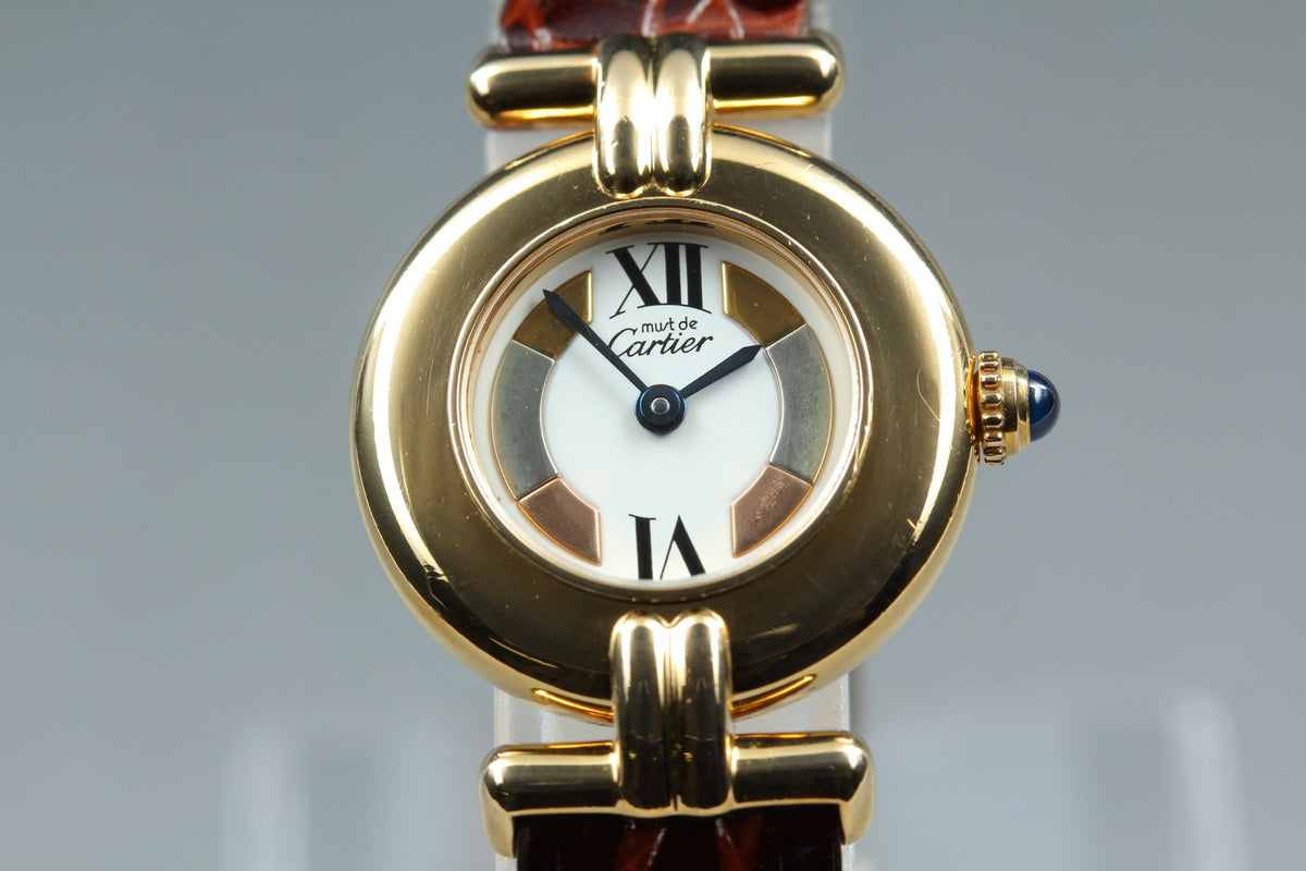 Vintage Cartier Must Colisee Vermeil 590002 Brown Gold Women's Quartz Watch