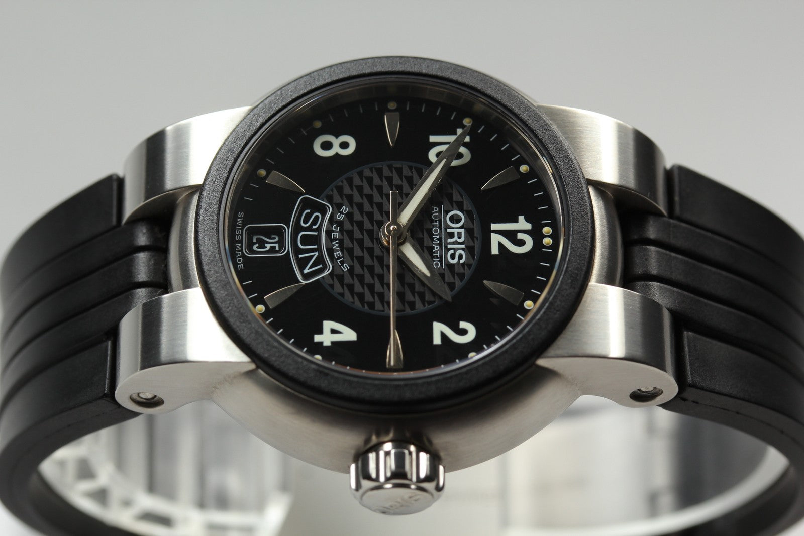 Exc+5*Box ORIS TT1 7523-44 Black Dial Automatic Day/Date Boy's Watch 37mm JAPAN