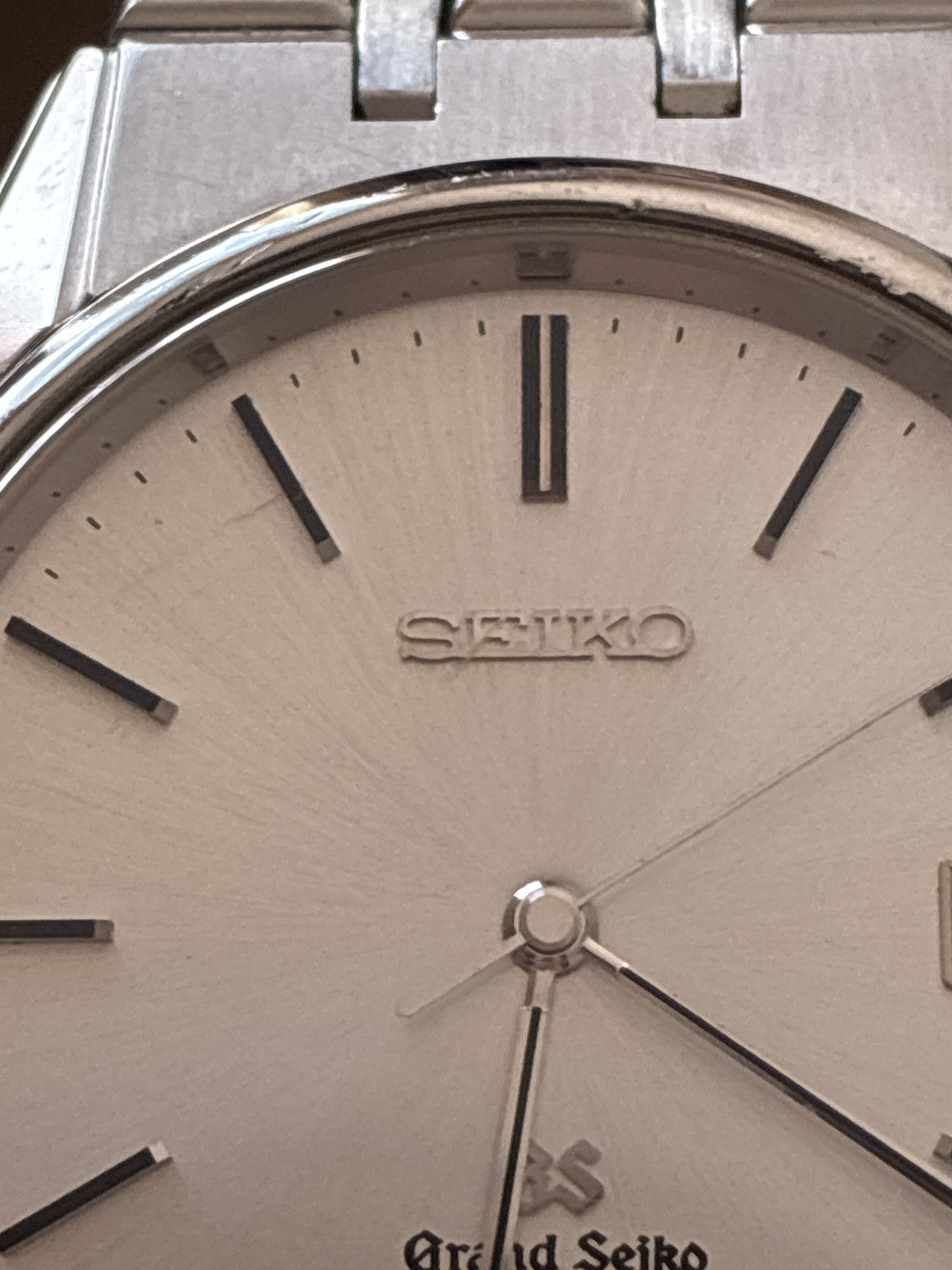 New Batt GRAND SEIKO 9587-8000 SBGS003 Silver Quartz Date Boy's Watch 36mm JAPAN